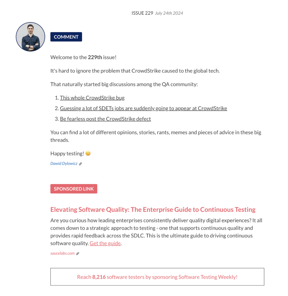 Software Testing Weekly newsletter