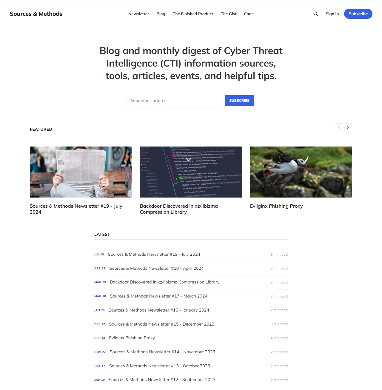 Sources &amp; Methods cybersecurity newsletter