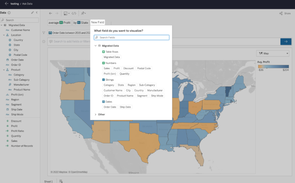Tableau a data mapping software