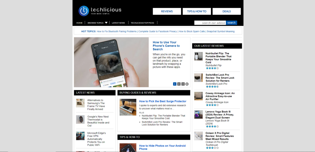 Techlicious home page