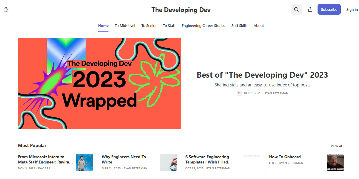 The Developing Dev home page
