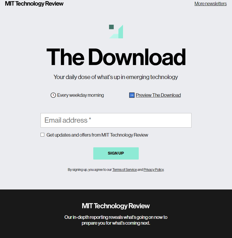The Download IT Industry Newsletter Landing Site