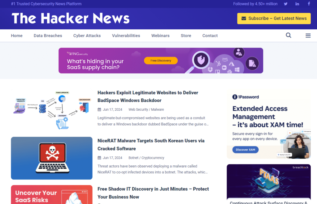 The Hacker News website