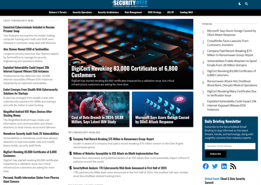Security Week home page