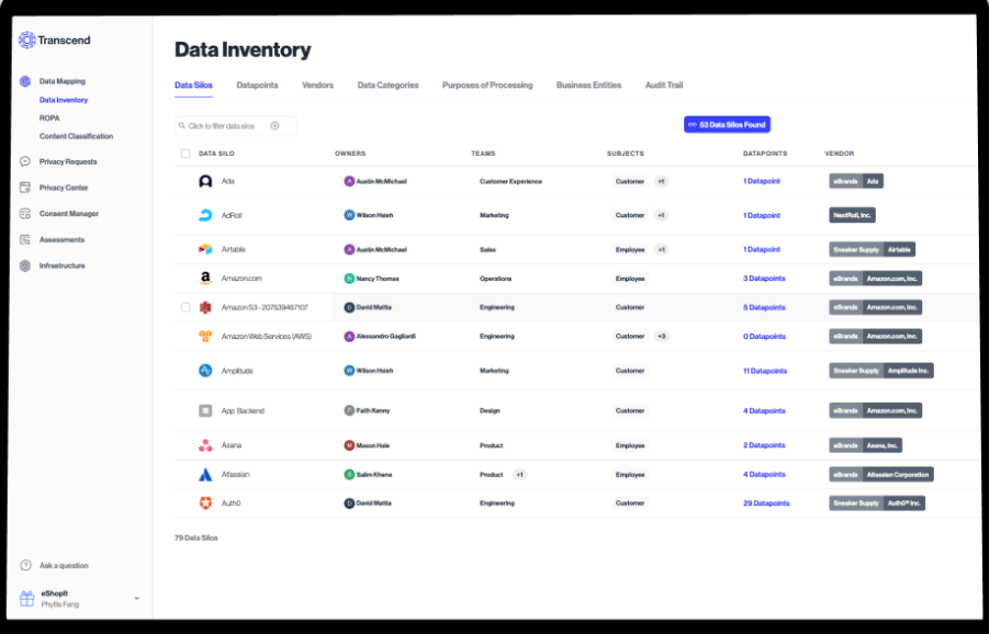 Transcend data mapping