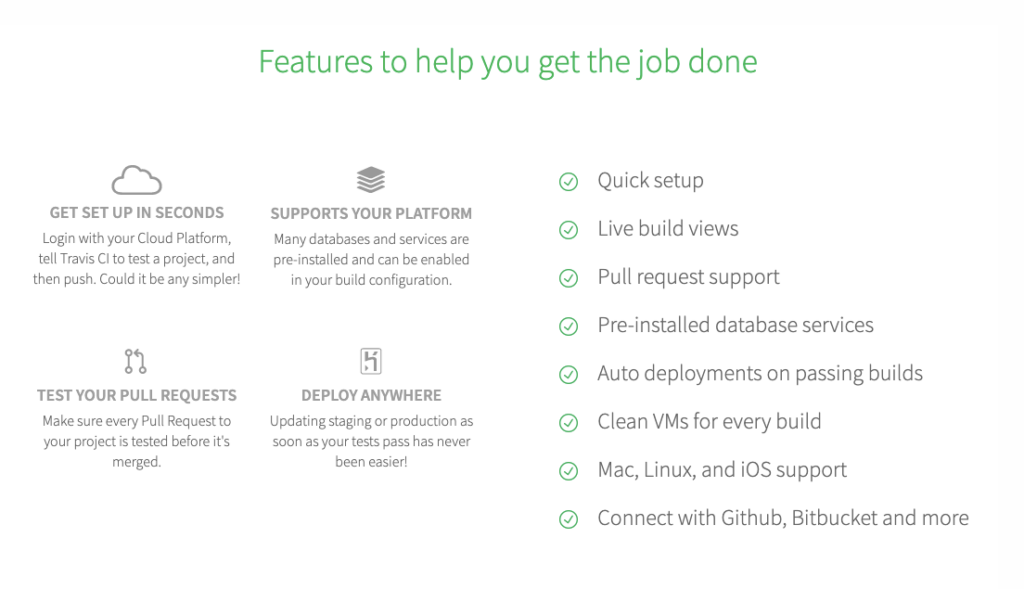 Travis CI gitlab alternative features