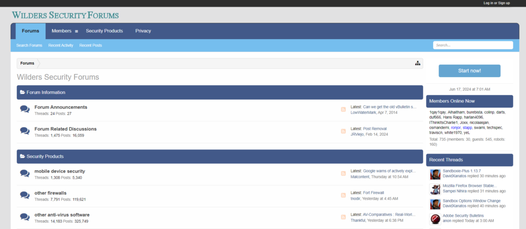 WIlders Security Forums website
