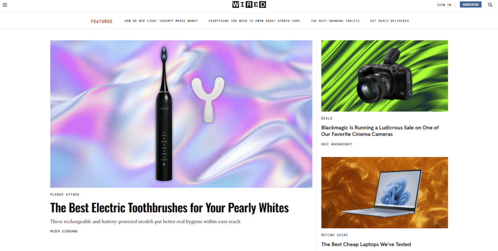 Wired home page