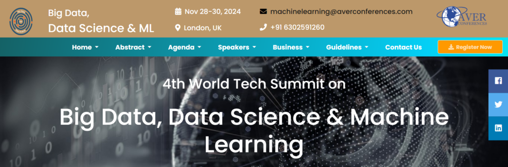 World Tech Summit on Big Data, Data Science &amp; Machine Learning website screenshot