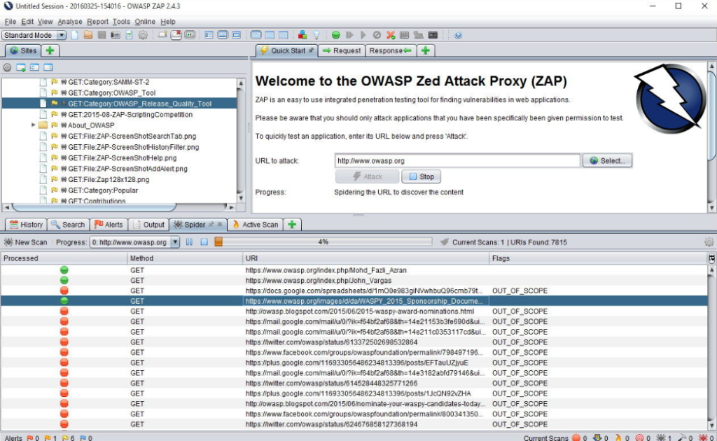 ZAP (Zed Attack Proxy) scanning overview