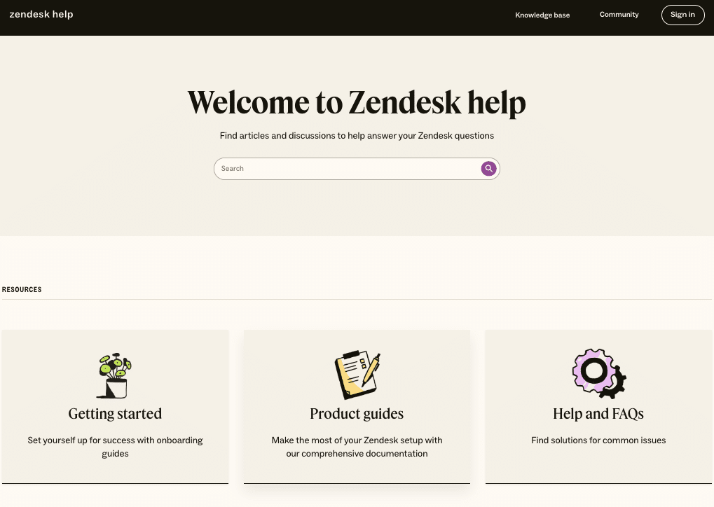 Zendesk supports screenshot