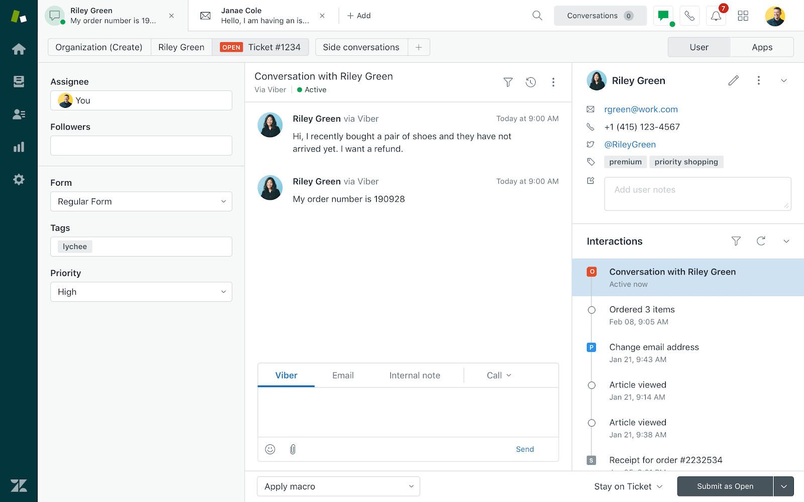 Zendesk’s Sunshine screenshot